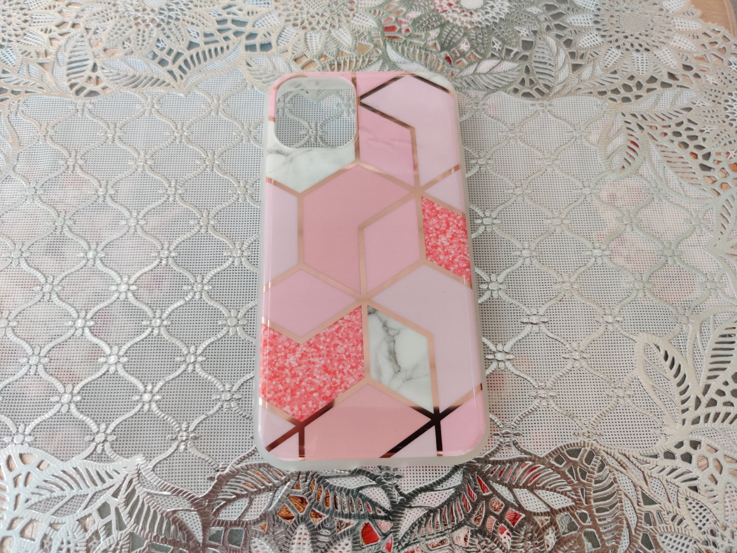 Marble Geometric TPU Pink Case - For iPhone 11 - mosaccessories